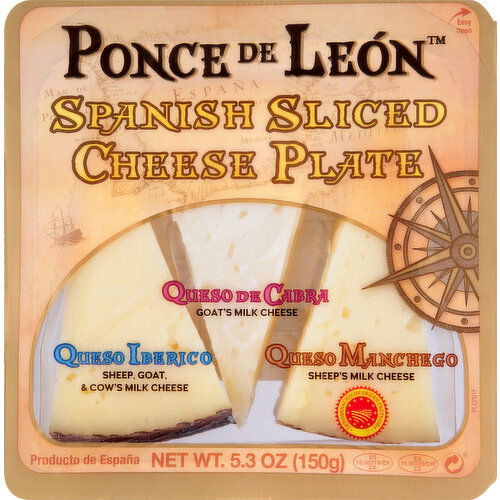 Ponce De Leon Cheese Plate, Spanish, Sliced