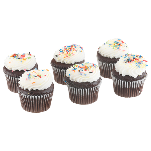 Chocolate Cupcakes With White Icing - 6 Count