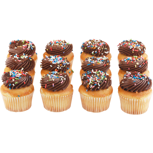 White Cupcakes With Chocolate Icing - 12 Count