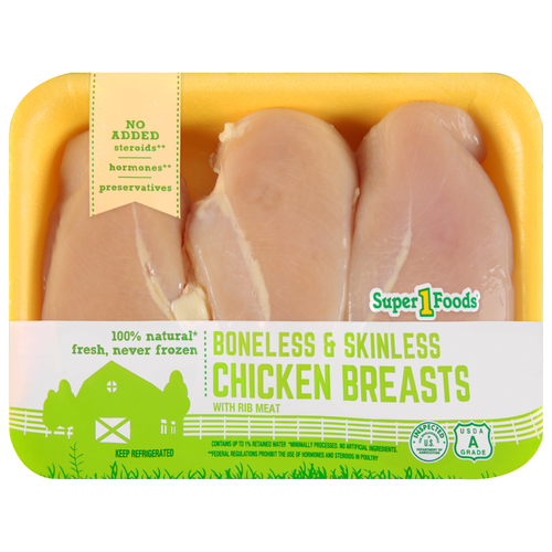 Super 1 Foods Boneless Skinless Chicken Breasts - Avg 2.62 Lbs