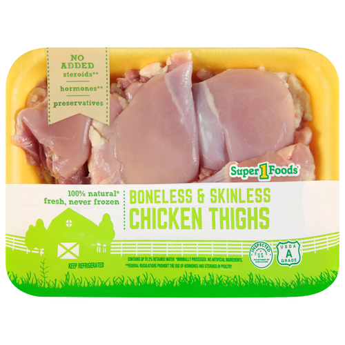 Super 1 Foods Boneless Skinless Chicken Thighs - Avg 1.75 Lbs