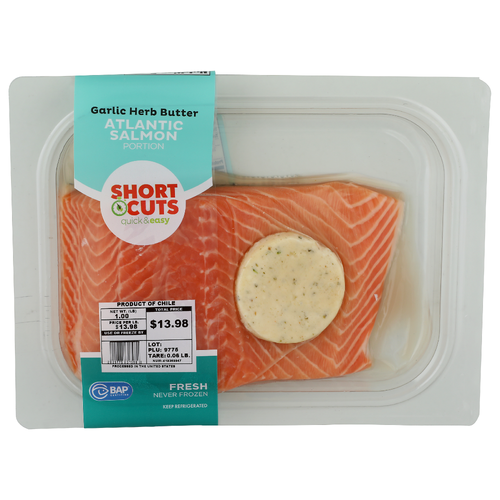 Short Cuts Garlic Herb Butter Atlantic Salmon Portion - Avg 0.81 Lb
