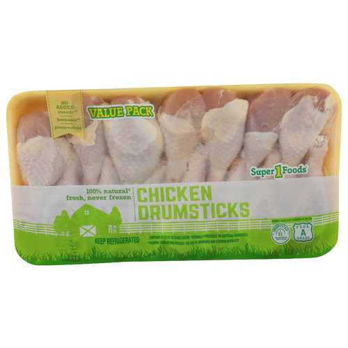 Super 1 Foods Value Pack Chicken Drumsticks - Avg 4.47 Lbs