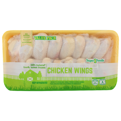Super 1 Foods Value Pack Chicken Wings - Avg 4.29 Lbs