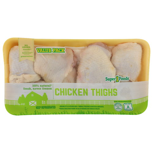Super 1 Foods Value Pack Chicken Thighs - Avg 4.38 Lbs