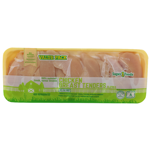 Super 1 Foods Value Pack Chicken Breast Tenders - Avg 2.05 Lbs