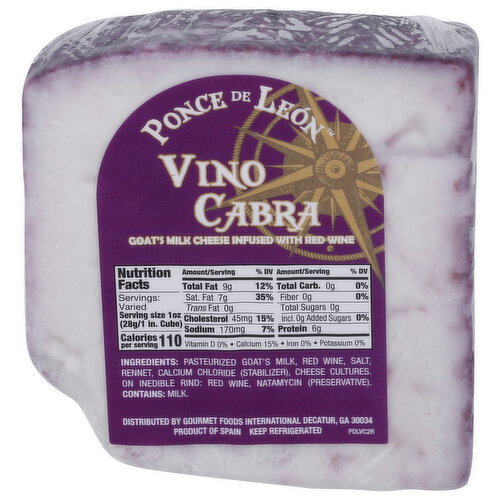 Ponce De Leon Vino Cabra Cheese - Avg 0.34 Lb Image 1 of 4