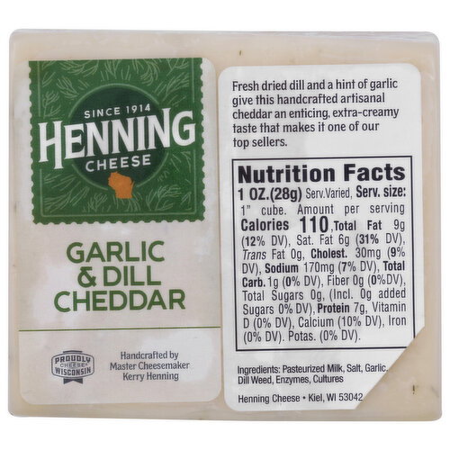Henning's Garlic & Dill Cheddar Cheese - Avg 0.53 Lb Image 1 of 4