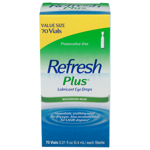 Refresh Plus Moisturizing Relief Lubricant Eye Drops - 0.01 Fluid Ounce - 70 Count