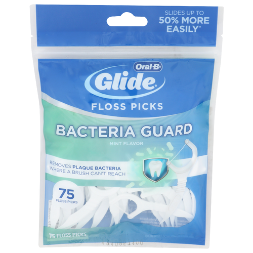 Oral-B Glide Mint Flavor Bacteria Guard Floss Picks - 75 Count