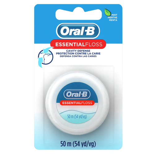 Oral-B Essentialfloss Mint Dental Floss, Cavity Defense, Waxed - 55 Yard
