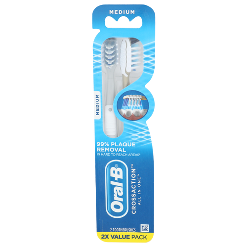Oral-B Medium Crossaction All In One Toothbrushes - 2 Count