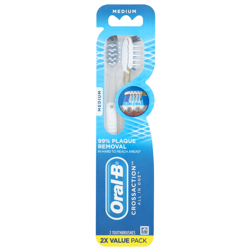 Oral-B Medium Crossaction All In One Toothbrushes - 2 Count