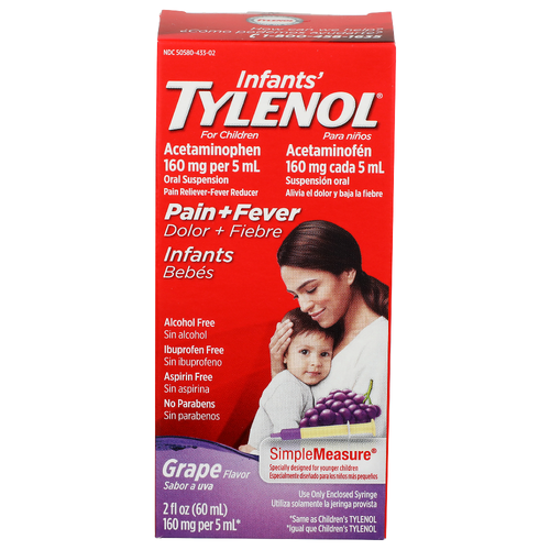 Tylenol Grape Flavor Infants Pain Reliever-Fever Reducer - 2 Fluid Ounce
