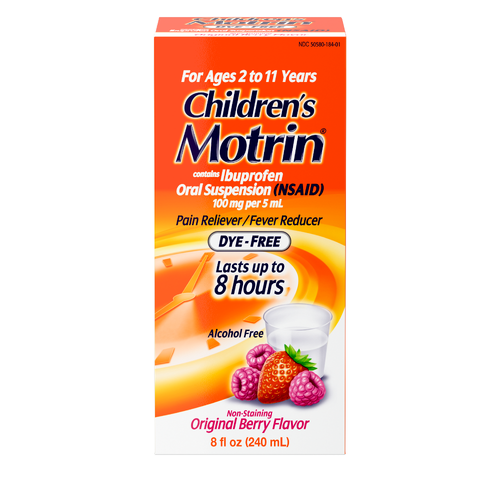 Motrin Children's Oral Suspension, Dye-Free Berry - 8 Ounce