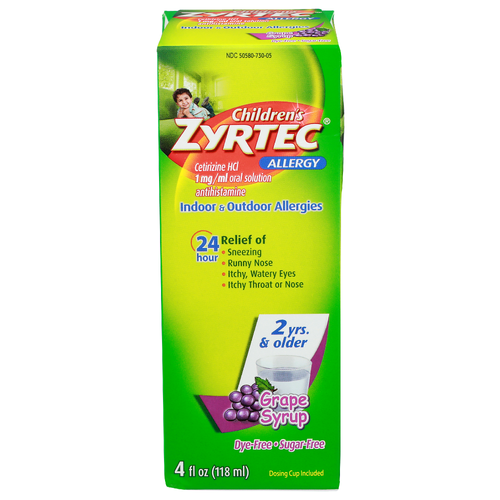 Children's Zyrtec Grape Syrup Allergy Indoor & Outdoor Allergies - 4 Fluid Ounce