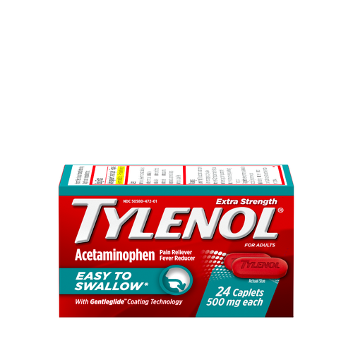 Tylenol Extra Strength Easy To Swallow Caplets With Gentleglide Coating Technology - 24 Count