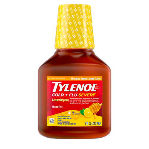Tylenol Cold + Flu Severe Daytime Liquid, Warming Honey Lemon - 8 Ounce