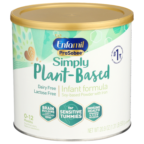 Enfamil ProSobee Baby Formula is a dairy and lactose free soy plant protein formula that is naturally easy on sensitive tummies. Our gentle formula is suitable for infants with lactose intolerance and is a dairy free alternative to milk based formula. - 20.9 Ounce