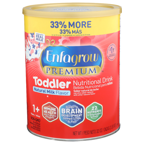 Enfagrow Premium Natural Milk Flavor Toddler Nutritional Drink - 32 Ounce