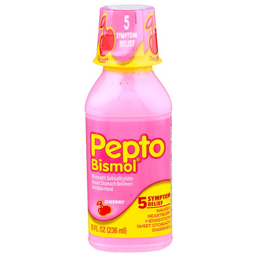 Pepto Bismol Cherry Bismuth Subsalicylate Upset Stomach Relieverantidiarrheal - 8 Fluid Ounce