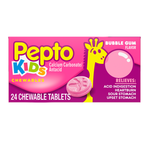 Pepto Kids Chewable Tablets For Occasional Upset Stomach Relief - 24 Count