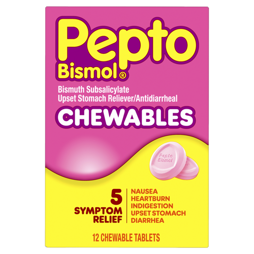 Pepto Bismol Chewable Tablets, Upset Stomach Relief - 12 Count
