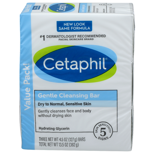 Cetaphil Dry To Normal, Sensitive Skin Gentle Cleansing Bar - 4.5 Ounce - 3 Count