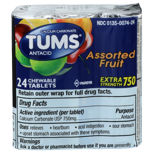 Tums Assorted Fruit Antacid - 24 Count