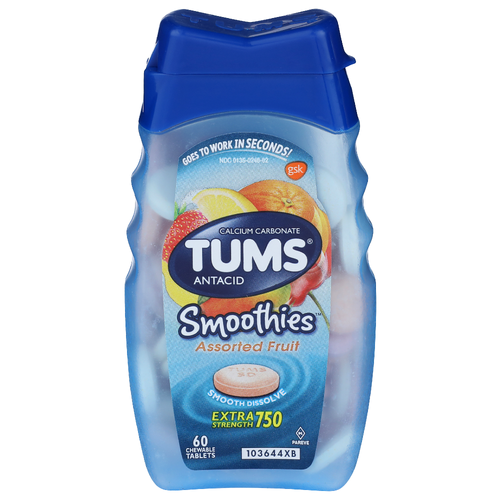 Tums Smoothies Assorted Fruit Antacid - 60 Count