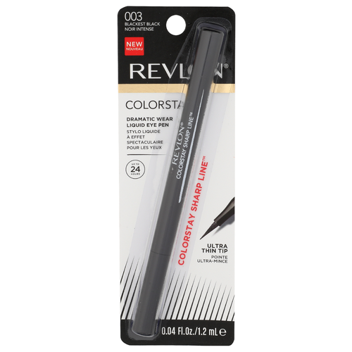 Revlon Colorstay 003 Blackest Black Sharp Line Dramatic Wear Liquid Eye Pen - 0.04 Fluid Ounce