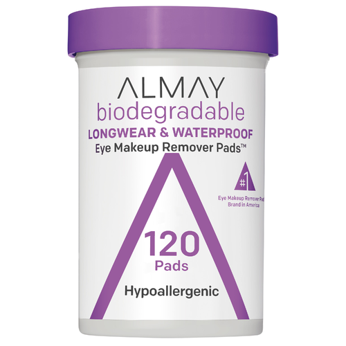 Almay Alm Eye Makeup Remover Pads Biodegradable Longwear & Waterproof - 120 Count