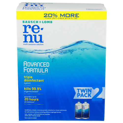 Bausch + Lomb Re-Nu Twin Pack Multi-Purpose Solution - 12 Fluid Ounce - 2 Count