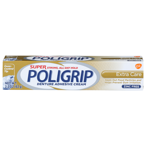 Poligrip Extra Care Denture Adhesive Cream - 2.2 Ounce