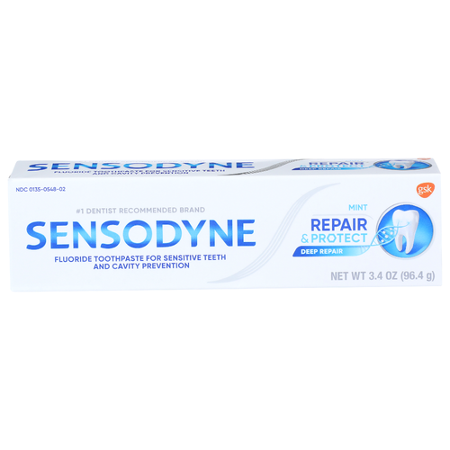 Sensodyne Mint Repair & Protect Fluoride Toothpaste For Sensitive Teeth And Cavity Prevention - 3.4 Ounce