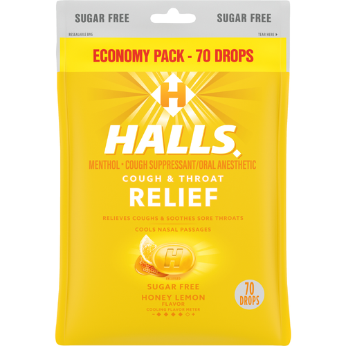 HALLS Relief Honey Lemon Sugar Free Cough Drops - 7.66 Ounce