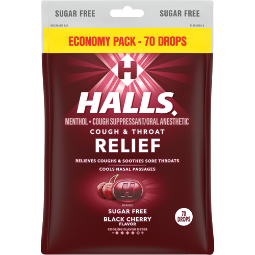 HALLS Relief Black Cherry Sugar Free Cough Drops - 7.66 Ounce