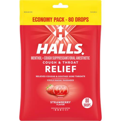 HALLS Relief Strawberry Cough Drops - 8.75 Ounce