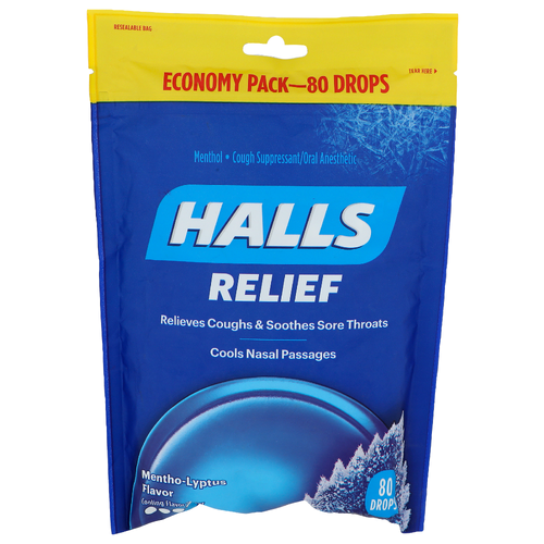 Halls Mentho-Lyptus Flavor Economy Pack Menthol Cough Suppressantoral Anesthetic - 80 Count