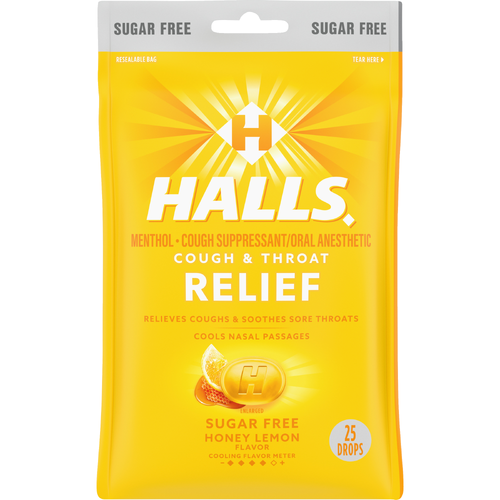 HALLS Relief Honey Lemon Sugar Free Cough Drops - 2.73 Ounce
