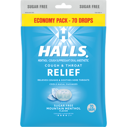 HALLS Relief Mountain Mentholyptus Menthol Sugar Free Cough Drops, Economy Pack - 7.66 Ounce