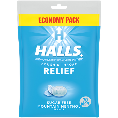 Halls Relief Mountain Menthol Flavor Sugar Free Economy Pack Cough Suppressantoral Anesthetic - 70 Count Image 1 of 3