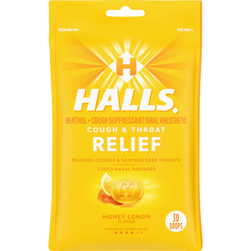 HALLS Relief Honey Lemon Cough Drops - 3.28 Ounce