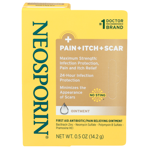 Neosporin Pain+itch +scar First Aid Antibioticpain Relieving Ointment +scar - 0.5 Ounce