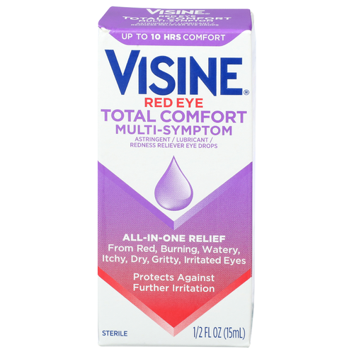 Visine Total Comfort Multi-Symptom Astringent Lubricant Redness Reliever Eye Drops - 0.5 Fluid Ounce