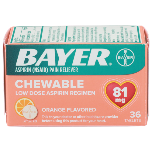 Bayer Orange Flavored Aspirin Nsaid Pain Reliever - 36 Count