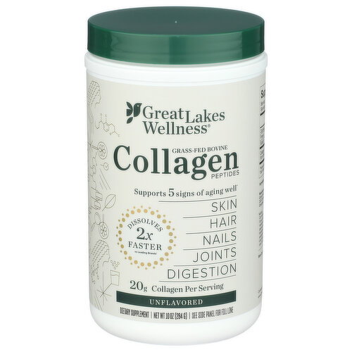 Great Lakes Wellness Unflavored Collagen Peptides - 10 Ounce