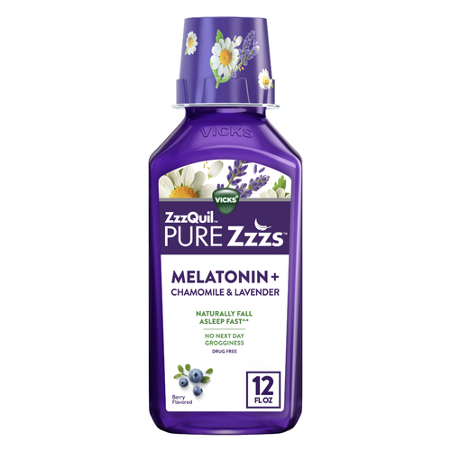 Vicks Zzzquil Pure Zzzs Melatonin With Chamomile & Lavender Liquid Sleep Aid - 12 Ounce