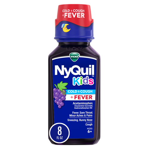 Vicks NyQuil Kids Berry Flavor Cold & Cough + Runny Nose Relief Liquid Nighttime Medicine - 8 Ounce