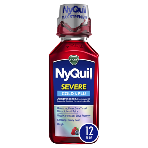 Vicks Nyquil Max Strength Severe Cold & Flu - 12 Fluid Ounce Image 1 of 4